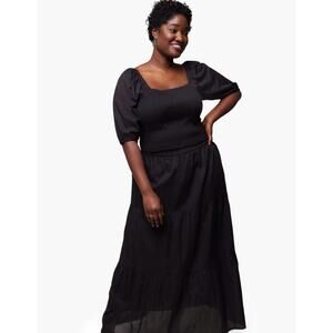 Able Erna Smocked Blouse and Harper Tiered Maxi Skirt Set Black Size XL NEW